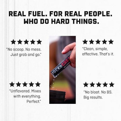 Jocko Fuel Creatin-Monohydrat Stick-Packs – Reines mikronisiertes Pulver für unterwegs, 150 g, 30 Portionen, geschmacksneutral