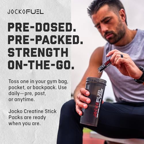 Jocko Fuel Creatin-Monohydrat Stick-Packs – Reines mikronisiertes Pulver für unterwegs, 150 g, 30 Portionen, geschmacksneutral
