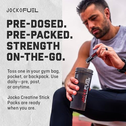 Jocko Fuel Creatin-Monohydrat Stick-Packs – Reines mikronisiertes Pulver für unterwegs, 150 g, 30 Portionen, geschmacksneutral