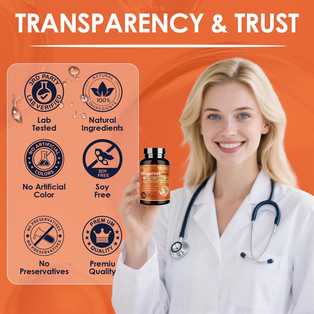 NATURE TARGET Coenzym Q10 400 mg – 120 Kapseln, hochdosiertes Nahrungsergänzungsmittel