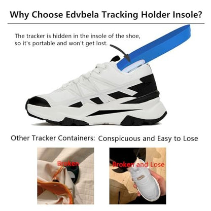 Edvbela Einlegesohlen für Airtag Versteckhalter, Tracker-Gehäuse für Kinder, Erwachsene und Senioren, Bequeme Schuheinlagen, Blau (195-210mm)