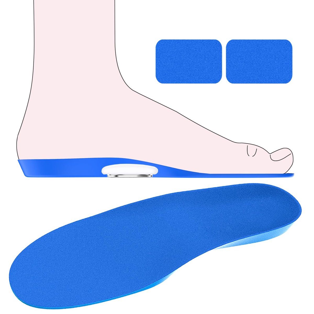 Edvbela Einlegesohlen für Airtag Versteckhalter, Tracker-Gehäuse für Kinder, Erwachsene und Senioren, Bequeme Schuheinlagen, Blau (195-210mm)