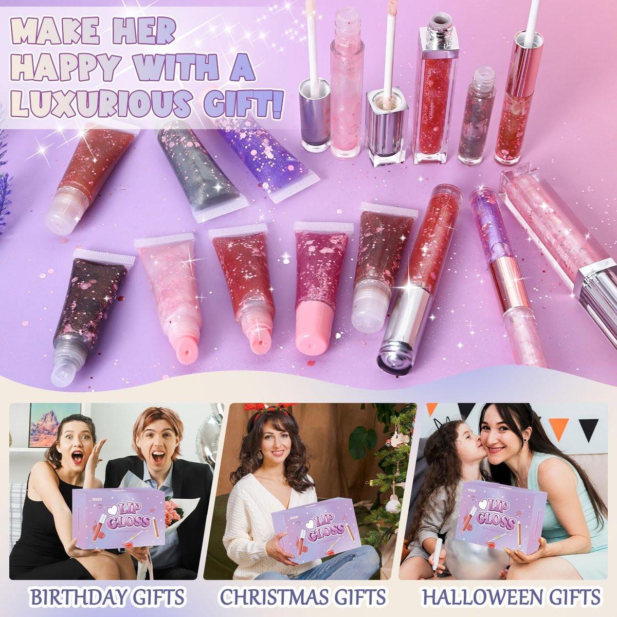 TSVATE Lipgloss Herstellungsset, 58-teiliges DIY Lipgloss Kit, Feuchtigkeitsspendende Lippenölbasis, Lipgloss Set für Frauen, Anfänger, Mädchen, Geschenk für Teenager