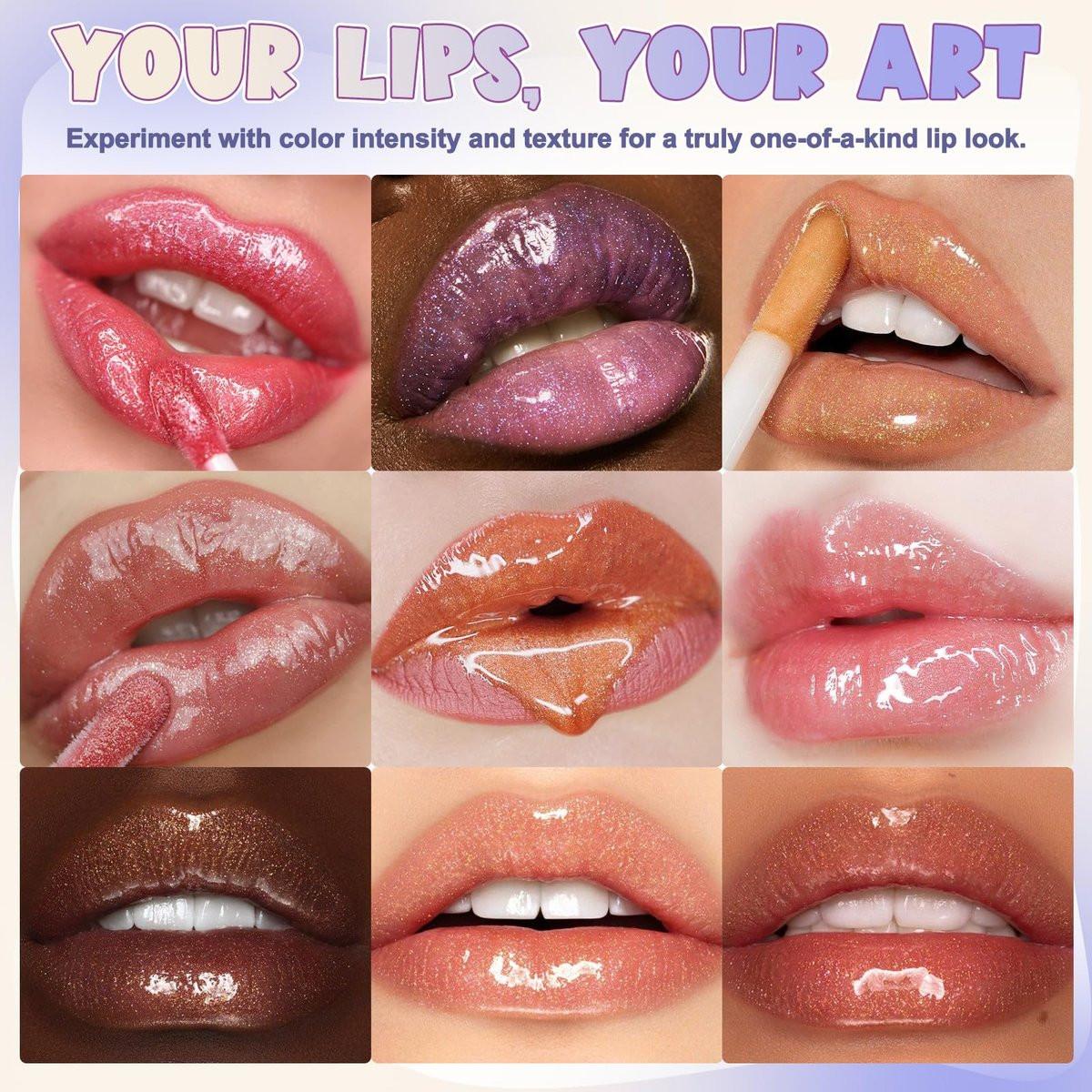 TSVATE Lipgloss Herstellungsset, 58-teiliges DIY Lipgloss Kit, Feuchtigkeitsspendende Lippenölbasis, Lipgloss Set für Frauen, Anfänger, Mädchen, Geschenk für Teenager