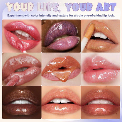TSVATE Lipgloss Herstellungsset, 58-teiliges DIY Lipgloss Kit, Feuchtigkeitsspendende Lippenölbasis, Lipgloss Set für Frauen, Anfänger, Mädchen, Geschenk für Teenager