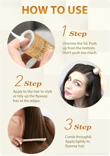 Haarwachs Stick & Glättebürsten Set 6-teilig – Anti-Frizz Styling für Frauen, Kinder & Teenager – Fettfreies Styling-Wachs für fliegende Haare & Dutt-Accessoires