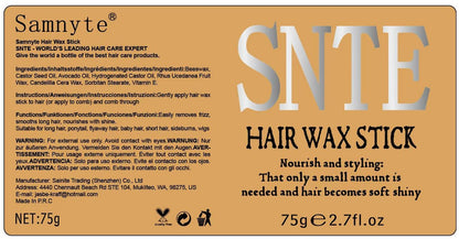 Haarwachs Stick & Glättebürsten Set 6-teilig – Anti-Frizz Styling für Frauen, Kinder & Teenager – Fettfreies Styling-Wachs für fliegende Haare & Dutt-Accessoires