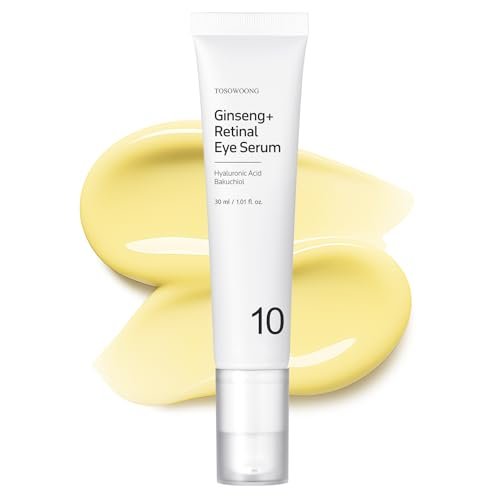 TOSOWOONG Ginseng Plus Retinal Augenserum mit Retinol, Niacinamid, Bakuchiol – gegen Tränensäcke, feine Linien, Augenschatten und Falten – Koreanische Hautpflege, 30 ml