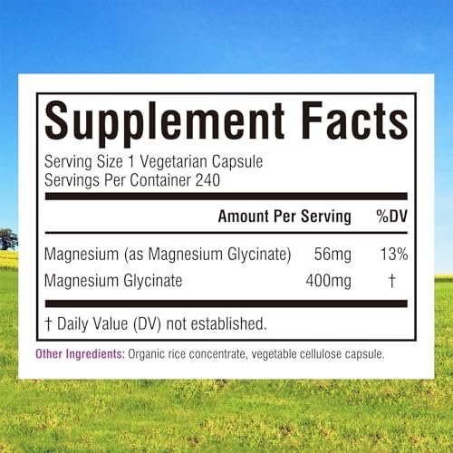 Innate Vitality Magnesium Glycinat 400mg – Hochdosiert, nicht gepuffert, für Schlaf, Entspannung, Herz- und Knochengesundheit – 240 vegane Kapseln für Männer und Frauen