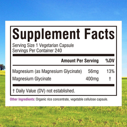 Innate Vitality Magnesium Glycinat 400mg – Hochdosiert, nicht gepuffert, für Schlaf, Entspannung, Herz- und Knochengesundheit – 240 vegane Kapseln für Männer und Frauen