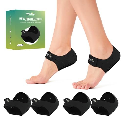 Welnove Gel-Fersenkissen gegen Plantarfasziitis – 2 Paar Fersenpolster für Damen und Herren bei Fersensporn-Schmerzen – Einlegesohlen für Achillessehnenentzündung, trockene und rissige Fersen (Größe S)