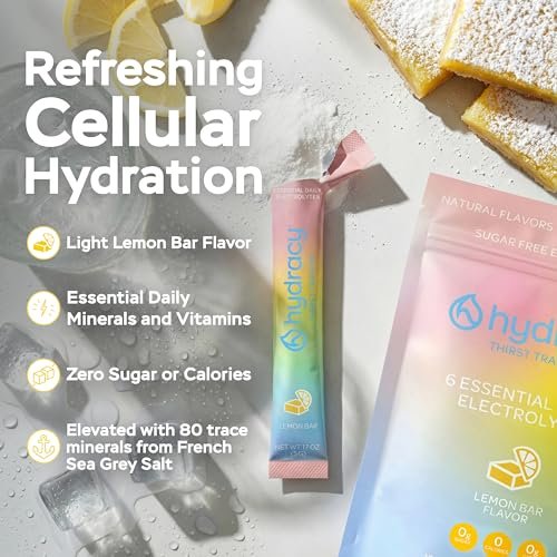 Hydracy Elektrolyt-Pulverbeutel - Natriumarm, Zuckerfrei, 6 Elektrolyte + 80 Spurenelemente aus französischem Meersalz - Null Zucker, Null Kalorien - Keto, Vegan, Non-GMO, 10er Pack