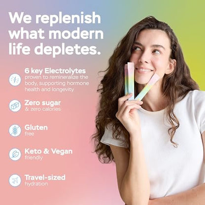 Hydracy Elektrolyt-Pulverbeutel - Natriumarm, Zuckerfrei, 6 Elektrolyte + 80 Spurenelemente aus französischem Meersalz - Null Zucker, Null Kalorien - Keto, Vegan, Non-GMO, 10er Pack