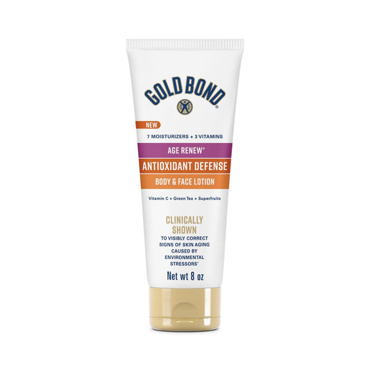Gold Bond Age Renew Antioxidant Defense Körper- & Gesichtslotion – Aufhellend, glättend & ebenmäßig – Feuchtigkeitspflege mit Vitamin C, Superfrüchten & grünem Tee, 237 ml