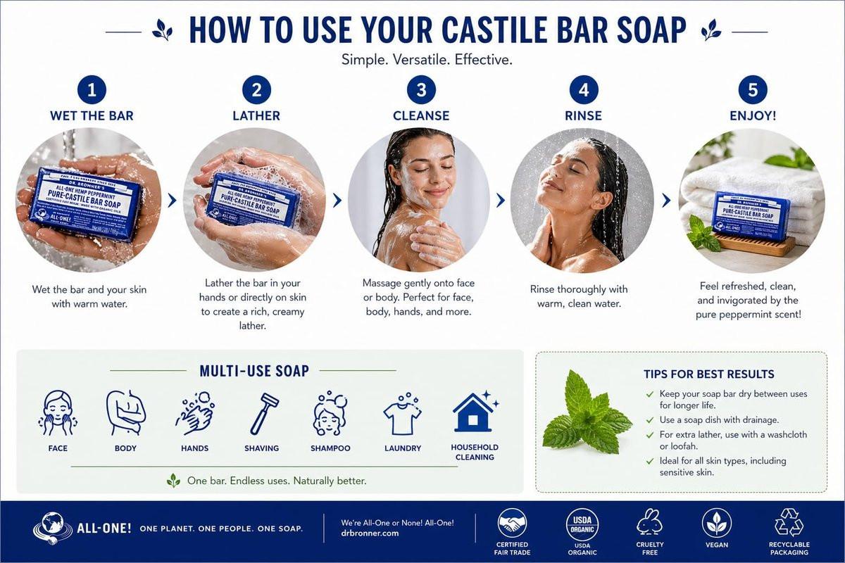 Dr. Bronner's reine Pfefferminz-Kastilienseife, 5 Unzen (6er-Pack)