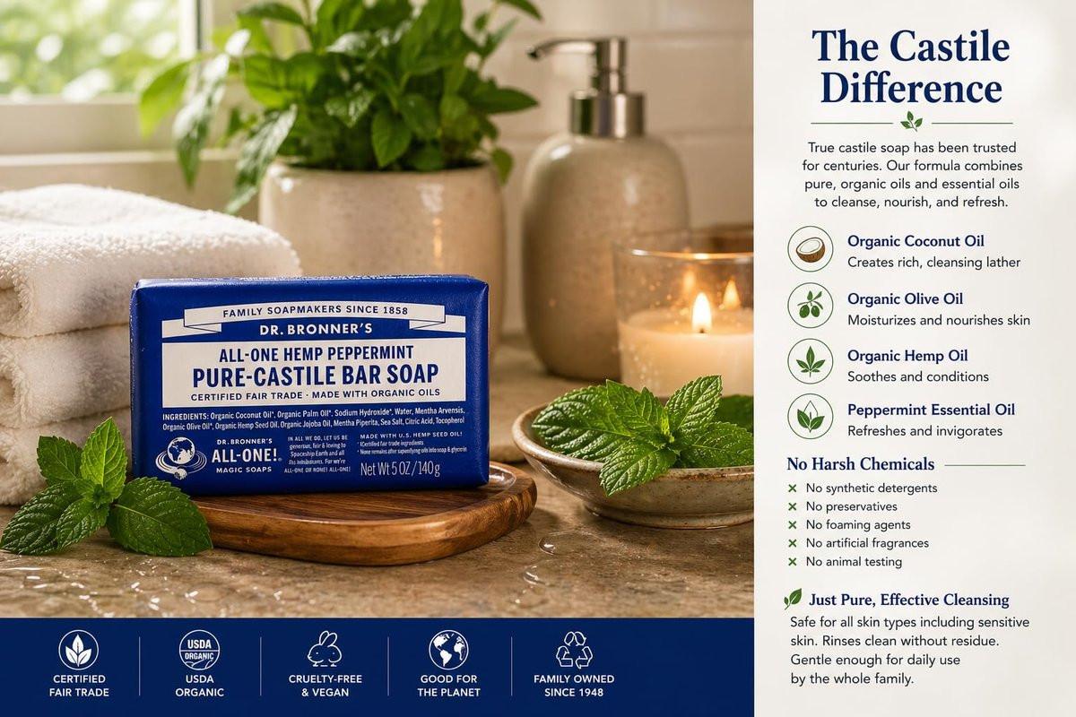 Dr. Bronner's reine Pfefferminz-Kastilienseife, 5 Unzen (6er-Pack)