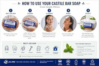 Dr. Bronner's reine Pfefferminz-Kastilienseife, 5 Unzen (6er-Pack)