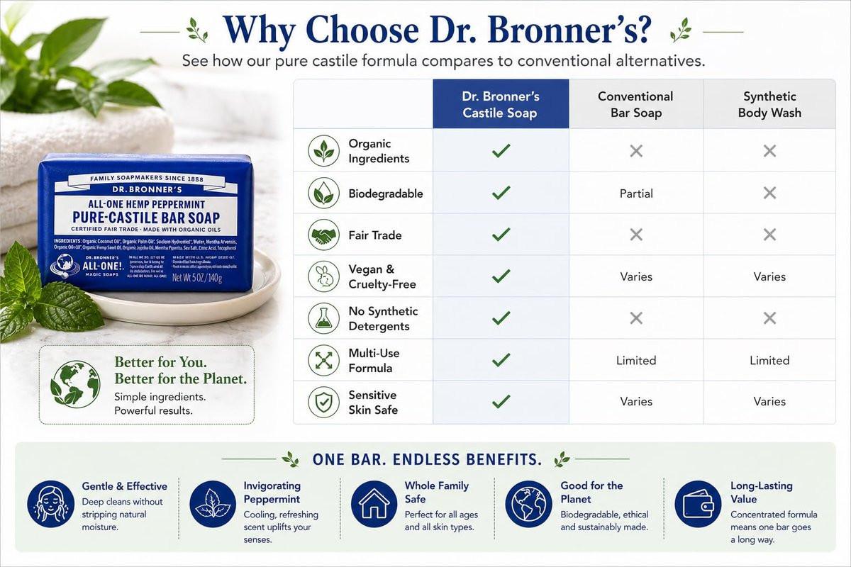 Dr. Bronner's reine Pfefferminz-Kastilienseife, 5 Unzen (6er-Pack)