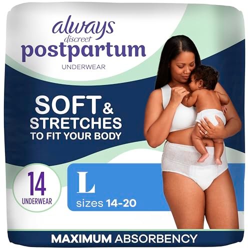 Always Discreet Damen-Inkontinenzslip, Postpartale & Erwachsenen-Inkontinenz, Größe L, Maximaler Schutz, 14 Stück