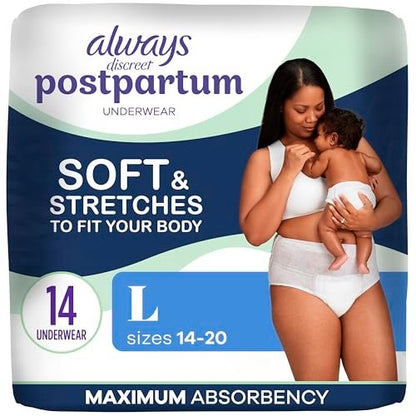 Always Discreet Damen-Inkontinenzslip, Postpartale & Erwachsenen-Inkontinenz, Größe L, Maximaler Schutz, 14 Stück