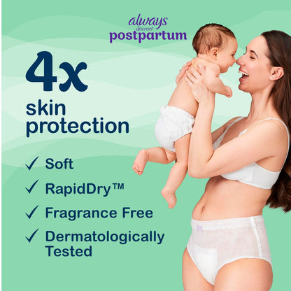 Always Discreet Postpartum Höschenwindeln für Damen, Maximale Saugfähigkeit, Größe XL/XXL, Bis zu 100% auslaufsicherer Blasenschutz, 14 Stück