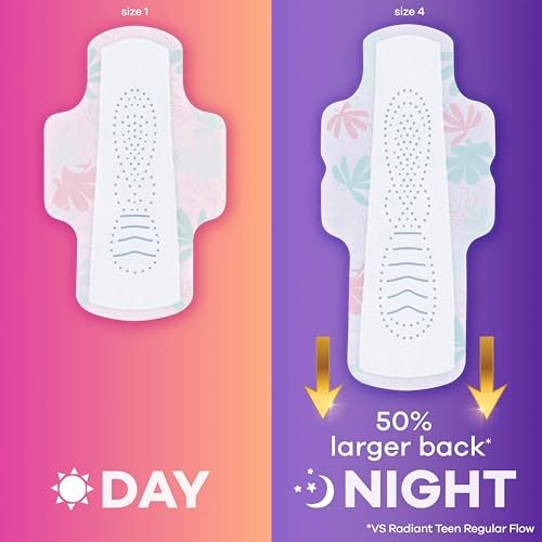 Always Radiant Teen mit FlexFoam-Pads, Größe 4, Über-Nacht-Saugfähigkeit, mit Flügeln, unparfümiert, bis zu Null Auslaufen, Null-Gefühl-Schutz, 18 Stück