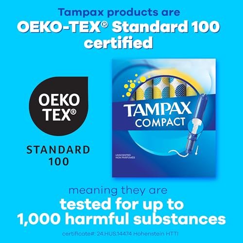 Tampax Compact Pearl Tampons mit LeakGuard-Braid & ausziehbarer Applikator, reguläre Saugstärke, unparfümiert, 16 Stück