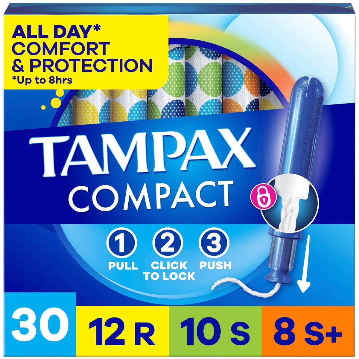 Tampax Compact Pearl Tampons Multipack – Regulär/Super/Super Plus mit ausziehbarem Applikator, 30 Stück