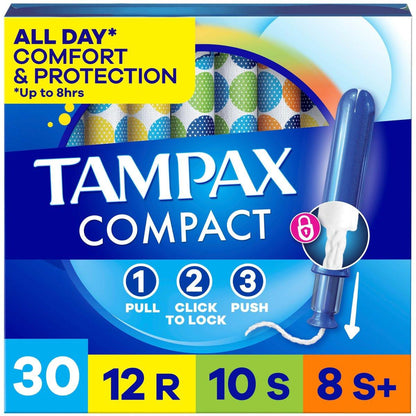 Tampax Compact Pearl Tampons Multipack – Regulär/Super/Super Plus mit ausziehbarem Applikator, 30 Stück