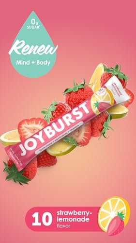 Joyburst Zuckerfreie Elektrolyte Pulverbeutel, Instant Hydration Drink Mix Sticks, Sortenpackung (10 Wassermelone, 10 Erdbeer-Limonade), zur Rehydrierung unterwegs, Bio, natürlich, keto-freundlich