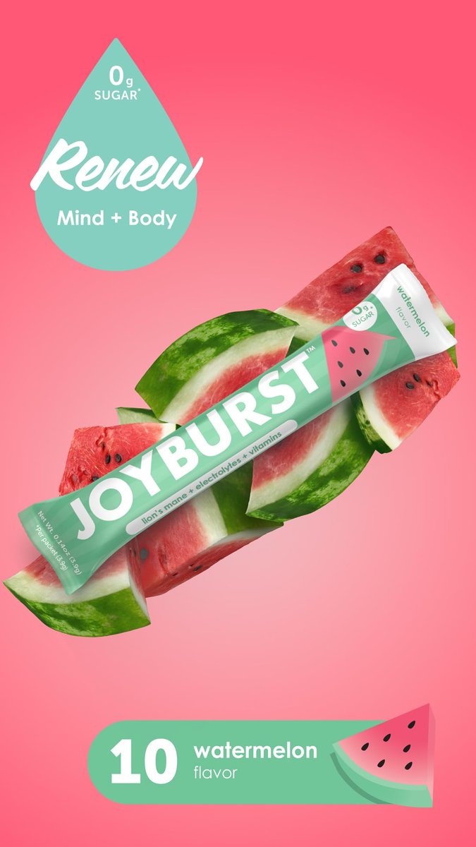Joyburst Zuckerfreie Elektrolyte Pulverbeutel, Instant Hydration Drink Mix Sticks, Sortenpackung (10 Wassermelone, 10 Erdbeer-Limonade), zur Rehydrierung unterwegs, Bio, natürlich, keto-freundlich