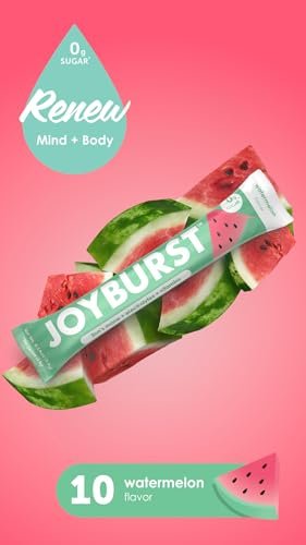 Joyburst Zuckerfreie Elektrolyte Pulverbeutel, Instant Hydration Drink Mix Sticks, Sortenpackung (10 Wassermelone, 10 Erdbeer-Limonade), zur Rehydrierung unterwegs, Bio, natürlich, keto-freundlich