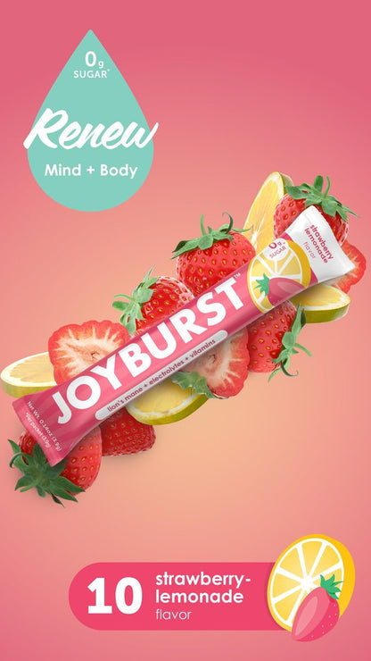 Joyburst Zuckerfreie Elektrolyte Pulverbeutel, Instant Hydration Drink Mix Sticks, Sortenpackung (10 Wassermelone, 10 Erdbeer-Limonade), zur Rehydrierung unterwegs, Bio, natürlich, keto-freundlich