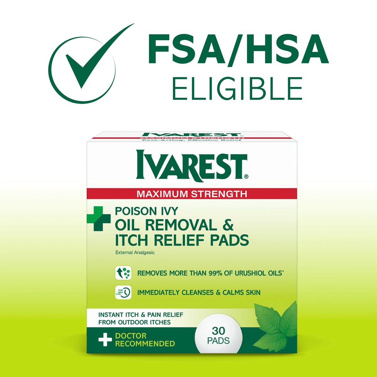 Ivarest Poison Ivy Ölentfernungs- und Juckreizstillende Tücher, 30 Stück, Max Stärke, gegen Giftefeu, Gifteiche, Giftsumach und Insektenstiche, medizinisch