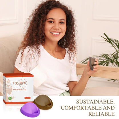 YTYOMUR Wiederverwendbare Menstruationsscheibe – Weich & Bequem, Auslaufsicher, Menstruationstassen-Alternative – Set mit 2 Stück (Groß & Klein)
