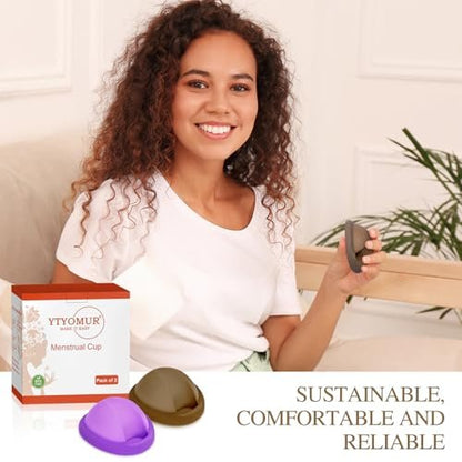 YTYOMUR Wiederverwendbare Menstruationsscheibe – Weich & Bequem, Auslaufsicher, Menstruationstassen-Alternative – Set mit 2 Stück (Groß & Klein)