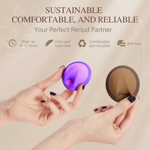 YTYOMUR Wiederverwendbare Menstruationsscheibe – Weich & Bequem, Auslaufsicher, Menstruationstassen-Alternative – Set mit 2 Stück (Groß & Klein)