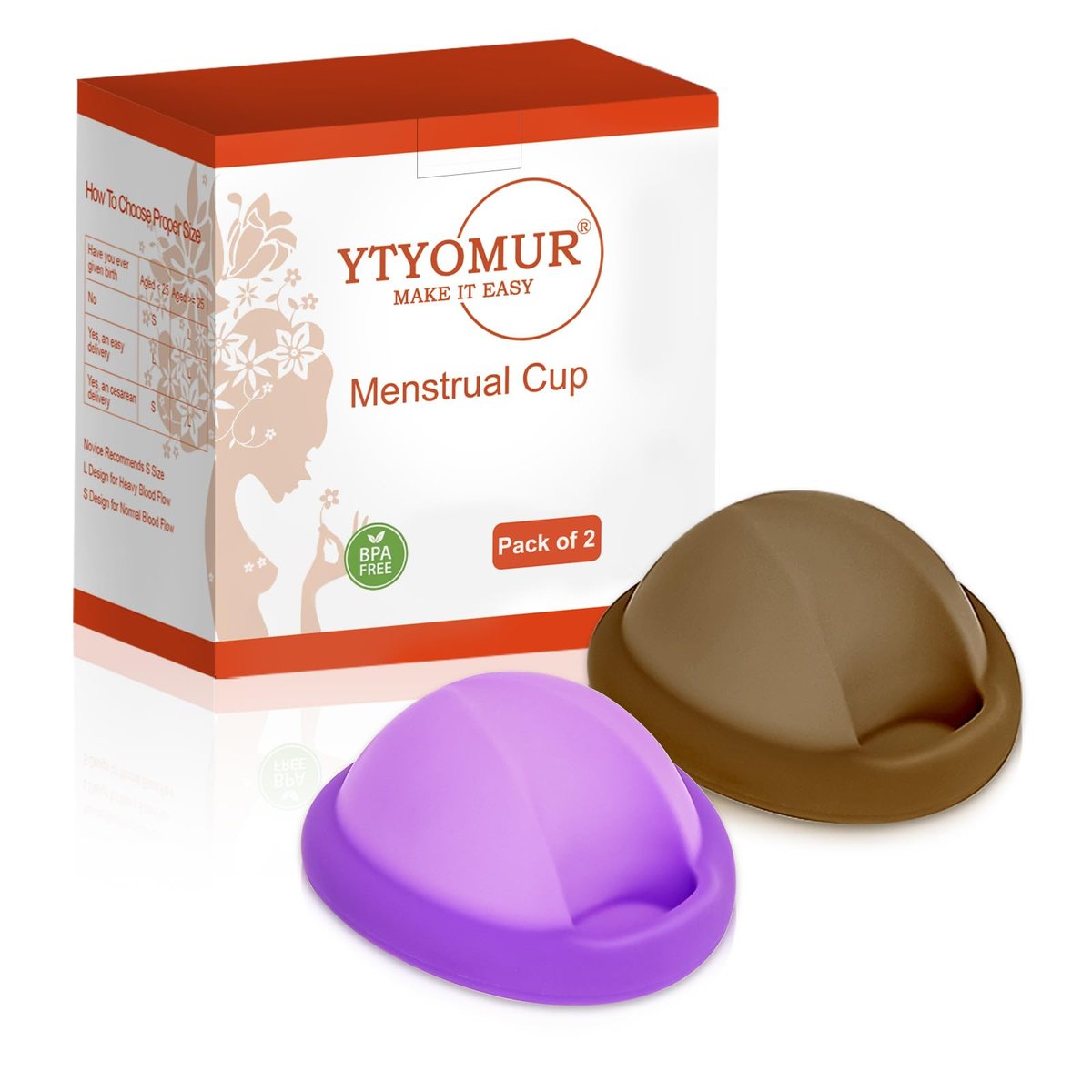 YTYOMUR Wiederverwendbare Menstruationsscheibe – Weich & Bequem, Auslaufsicher, Menstruationstassen-Alternative – Set mit 2 Stück (Groß & Klein)