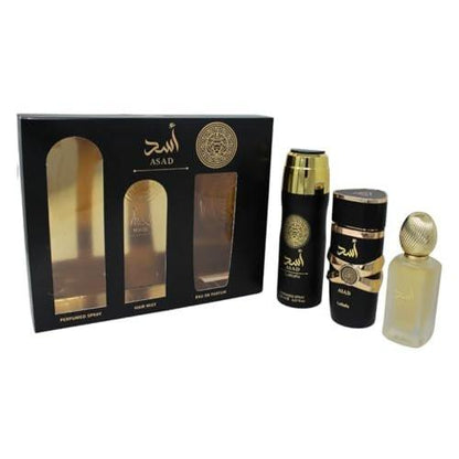 Lattafa Asad 3.4 EDP M + 1.7 Hair Mist + 6.7 Body Spray – Luxuriöses Duftset