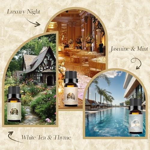 Auelife Hotel Collection Diffuser Öl Set – 6x10ml Luxuriöse Hotelduft Essentielle Öle für Diffuser – Duftöl Sortiment – Ideal für Zuhause, Spa, DIY Kerzenherstellung Geschenk