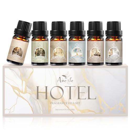 Auelife Hotel Collection Diffuser Öl Set – 6x10ml Luxuriöse Hotelduft Essentielle Öle für Diffuser – Duftöl Sortiment – Ideal für Zuhause, Spa, DIY Kerzenherstellung Geschenk