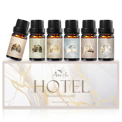 Auelife Hotel Collection Diffuser Öl Set – 6x10ml Luxuriöse Hotelduft Essentielle Öle für Diffuser – Duftöl Sortiment – Ideal für Zuhause, Spa, DIY Kerzenherstellung Geschenk