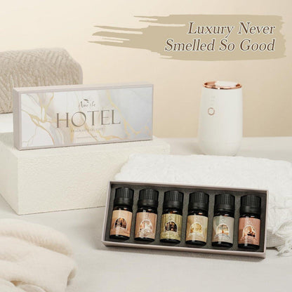 Auelife Hotel Collection Diffuser Öl Set – 6x10ml Luxuriöse Hotelduft Essentielle Öle für Diffuser – Duftöl Sortiment – Ideal für Zuhause, Spa, DIY Kerzenherstellung Geschenk
