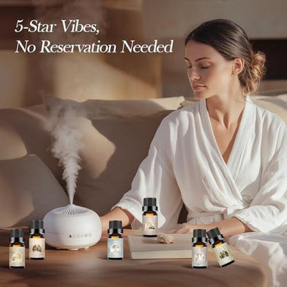 Auelife Hotel Collection Diffuser Öl Set – 6x10ml Luxuriöse Hotelduft Essentielle Öle für Diffuser – Duftöl Sortiment – Ideal für Zuhause, Spa, DIY Kerzenherstellung Geschenk