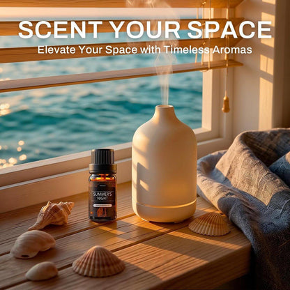 Sommerliche Duftöle für Diffuser, 6x10ml Aromatherapie-Öle Set – Kokosnuss, Ananas, Strand, Brise, Zitrone, Sommernacht | Geschenkset für Frauen, Zuhause, Spa