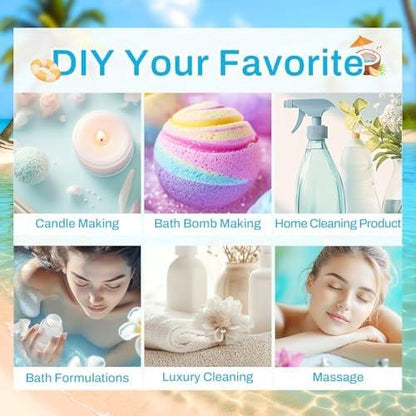 Sommerliche Duftöle für Diffuser, 6x10ml Aromatherapie-Öle Set – Kokosnuss, Ananas, Strand, Brise, Zitrone, Sommernacht | Geschenkset für Frauen, Zuhause, Spa