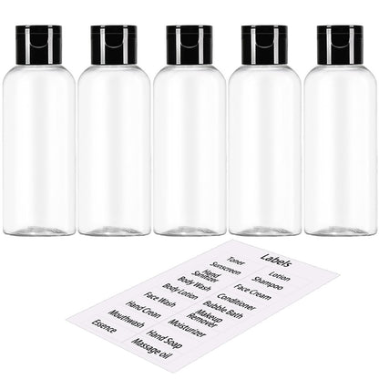 DNSEN 5er-Pack Reiseflaschen 100 ml – TSA-geprüfte, auslaufsichere, leere, nachfüllbare Flüssigkeitsbehälter mit Etiketten