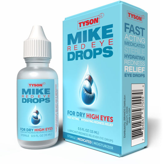 Tyson 2.0 Mike Red Eye Drops – Max Stärke Rötungsentfernung & Gleitmittel für trockene, müde Augen, schnell wirkende kühlende Linderung bei juckenden & gereizten roten Augen, 0,5 fl oz (15 ml)