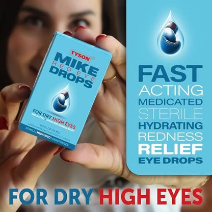 Tyson 2.0 Mike Red Eye Drops – Max Stärke Rötungsentfernung & Gleitmittel für trockene, müde Augen, schnell wirkende kühlende Linderung bei juckenden & gereizten roten Augen, 0,5 fl oz (15 ml)