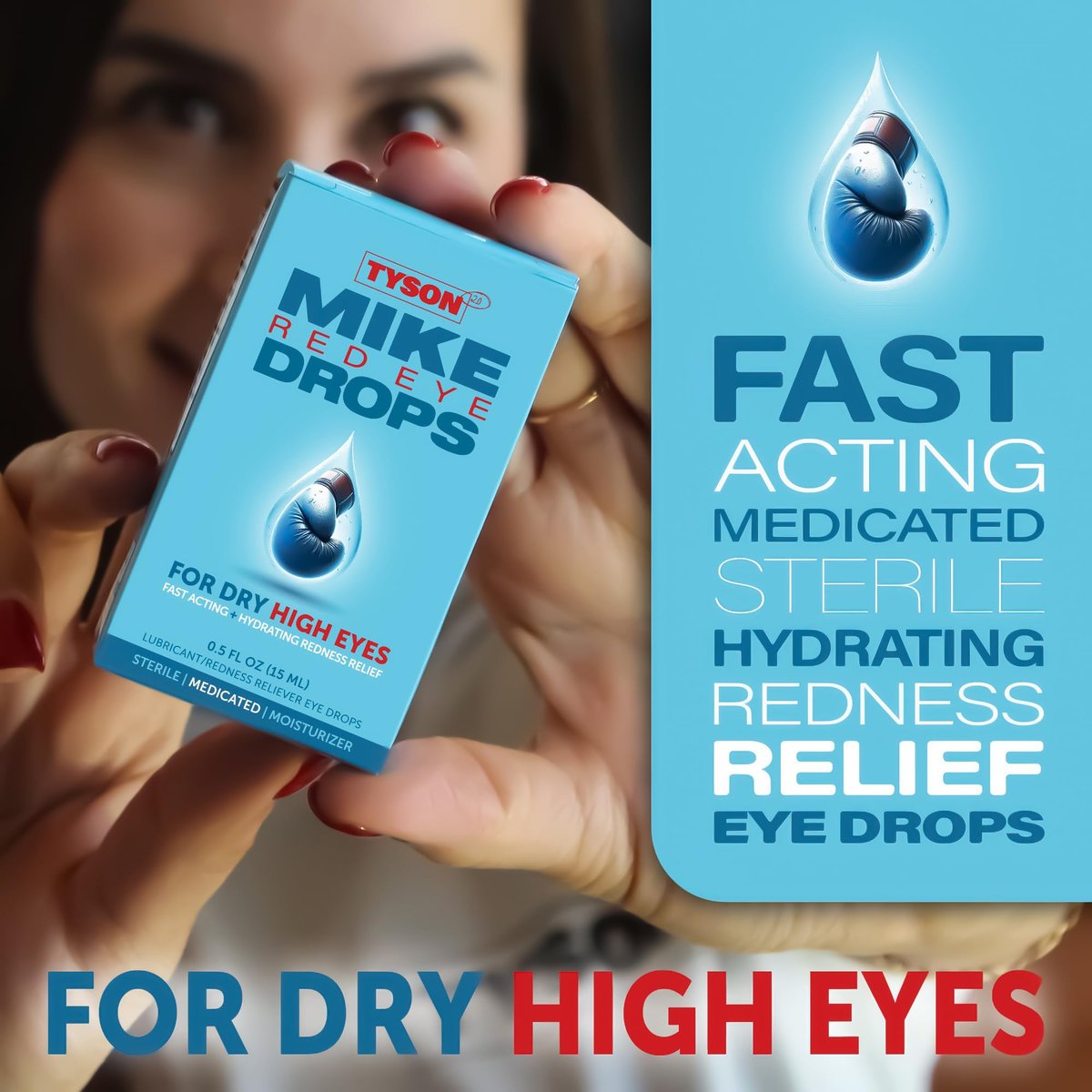 Tyson 2.0 Mike Red Eye Drops – Max Stärke Rötungsentfernung & Gleitmittel für trockene, müde Augen, schnell wirkende kühlende Linderung bei juckenden & gereizten roten Augen, 0,5 fl oz (15 ml)